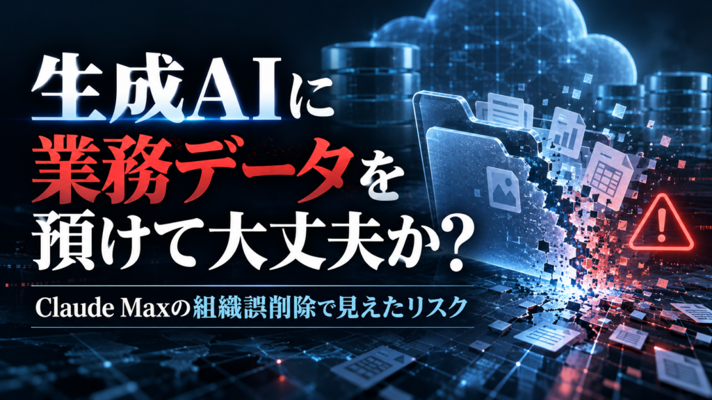 生成AIに業務データを預けるリスクとClaude Maxの組織誤削除